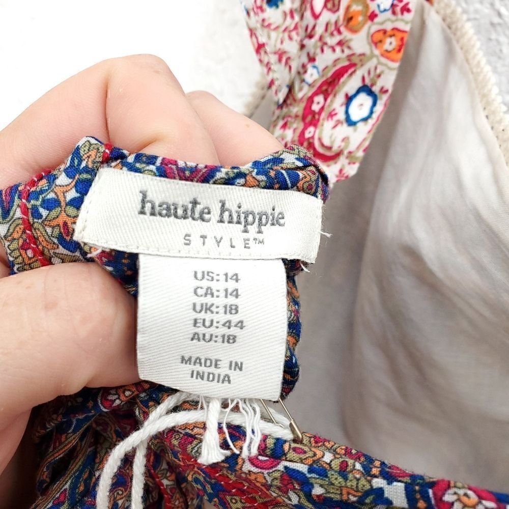 NWT HAUTE HIPPIE Paisley Embroidered Tiered Ruffle Maxi Dress - Picture 15 of 16